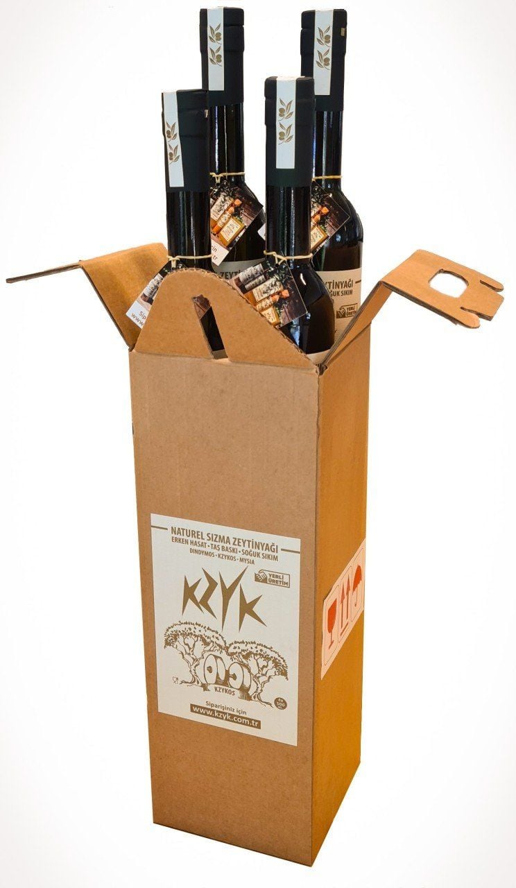 4 adetx0,5 lt Filtresiz Zeytinyağı, Erken Hasat, Soğuk Sıkım-Tek Bahçe