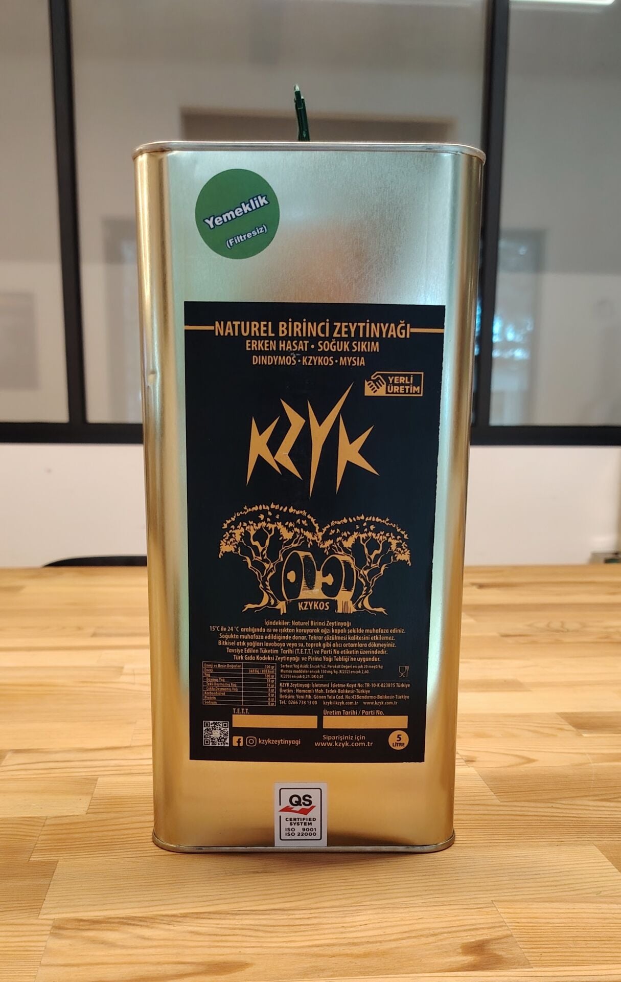 5 Lt YEMEKLİK Naturel Birinci Zeytinyağı Erken Hasat Soğuk Sıkım-Tek Bahçe